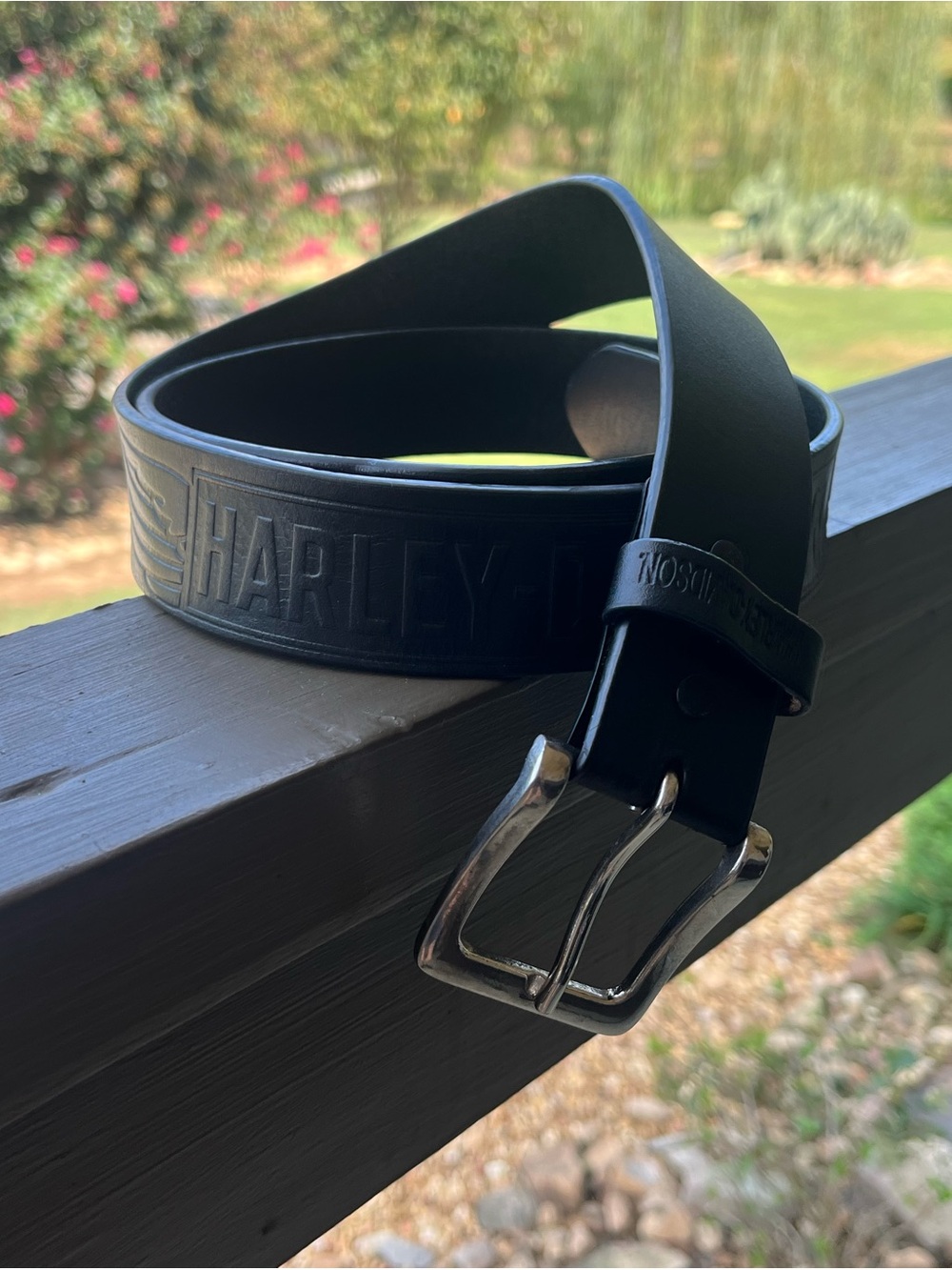 Harley Davidson Men’s Black Leather Belt 40 Bar & Shield Wings Buffalo Hide 2017